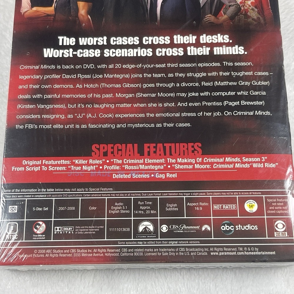 Criminal Minds: Season 03 (DVD, 2007) Drama Tv Series Sealed New - Picture 3 of 3